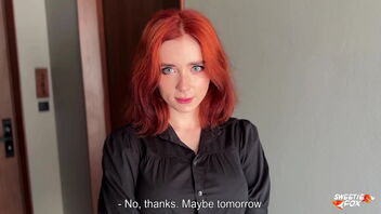 A stunning red-haired woman was rejected at first but she still came to my room for a super-fucking-hot experience.